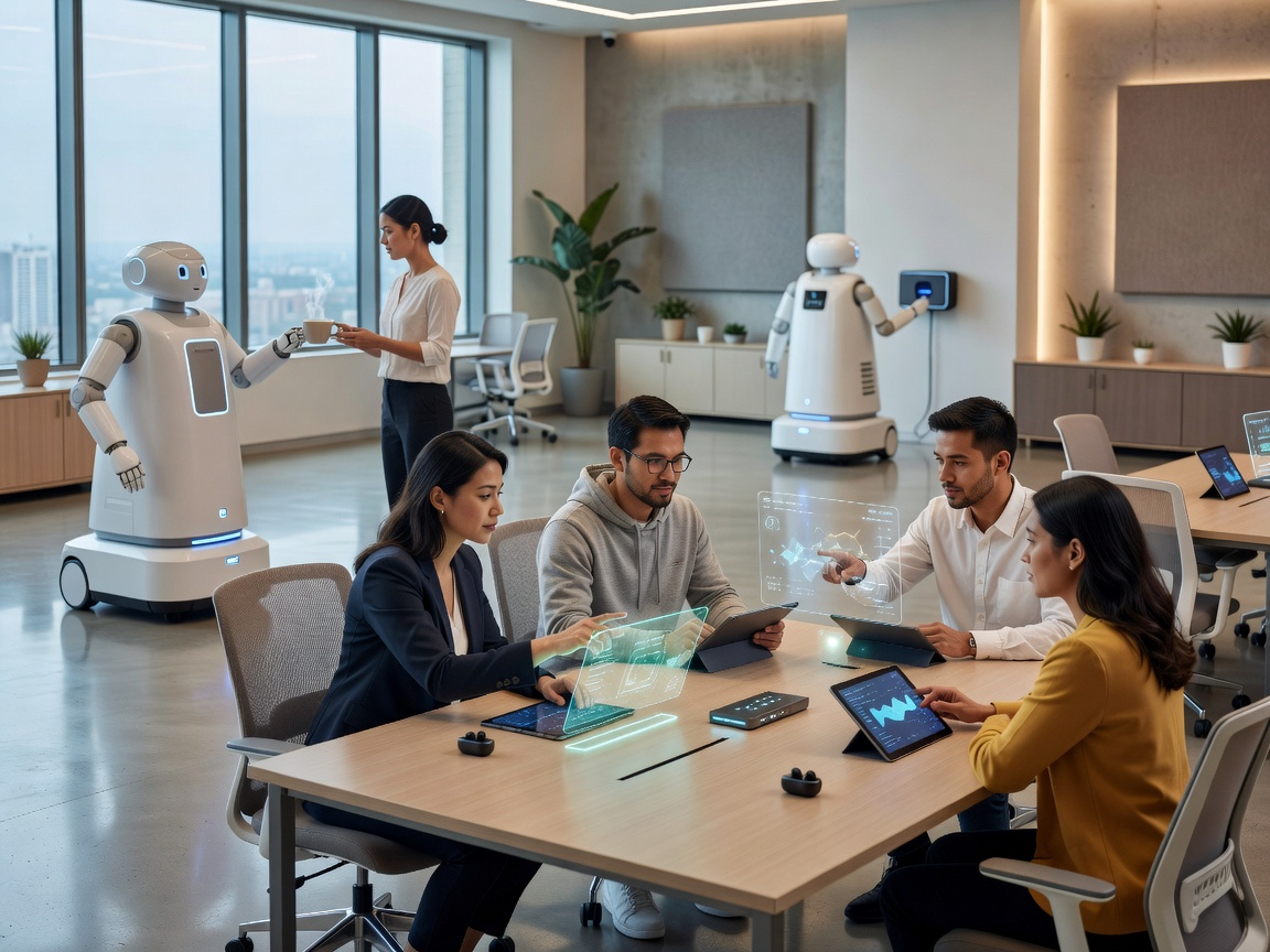 Collaborative modern workspace representing agentic service delivery